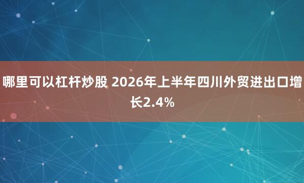 哪里可以杠杆炒股 2026年上半年四川外贸进出口增长2.4%